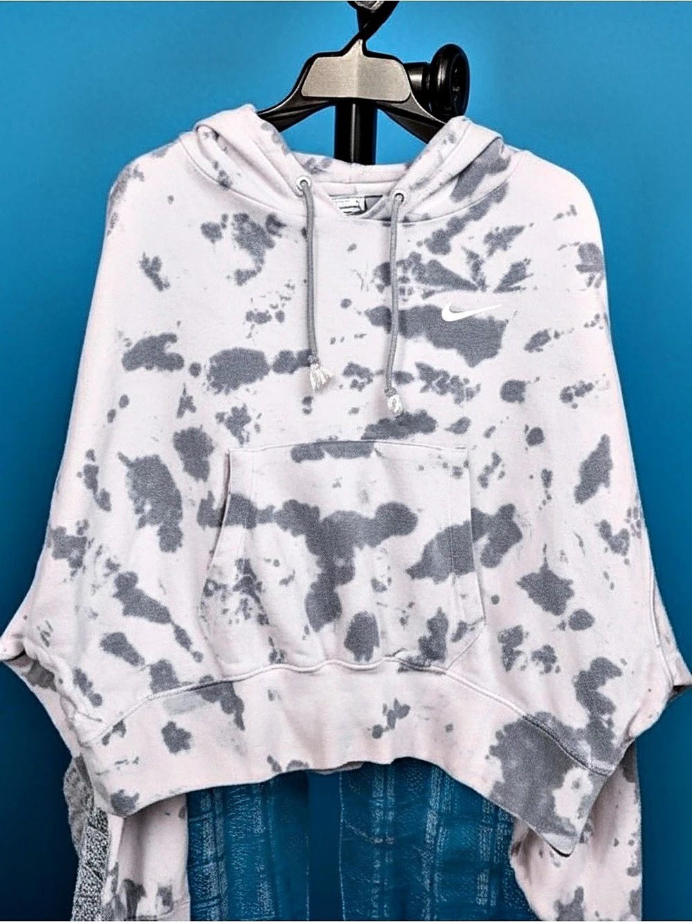 Nike Sportswear Club Fleece Tie-Dye Pullover Hoodie Pink & Gray Small